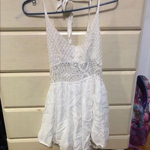 white crochet romper